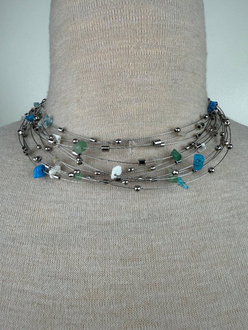 NWT Charmelle Multi-Strand Beaded Wire Necklace 16.75"